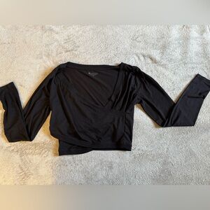 Athleta Black Long Sleeve Wrap Top